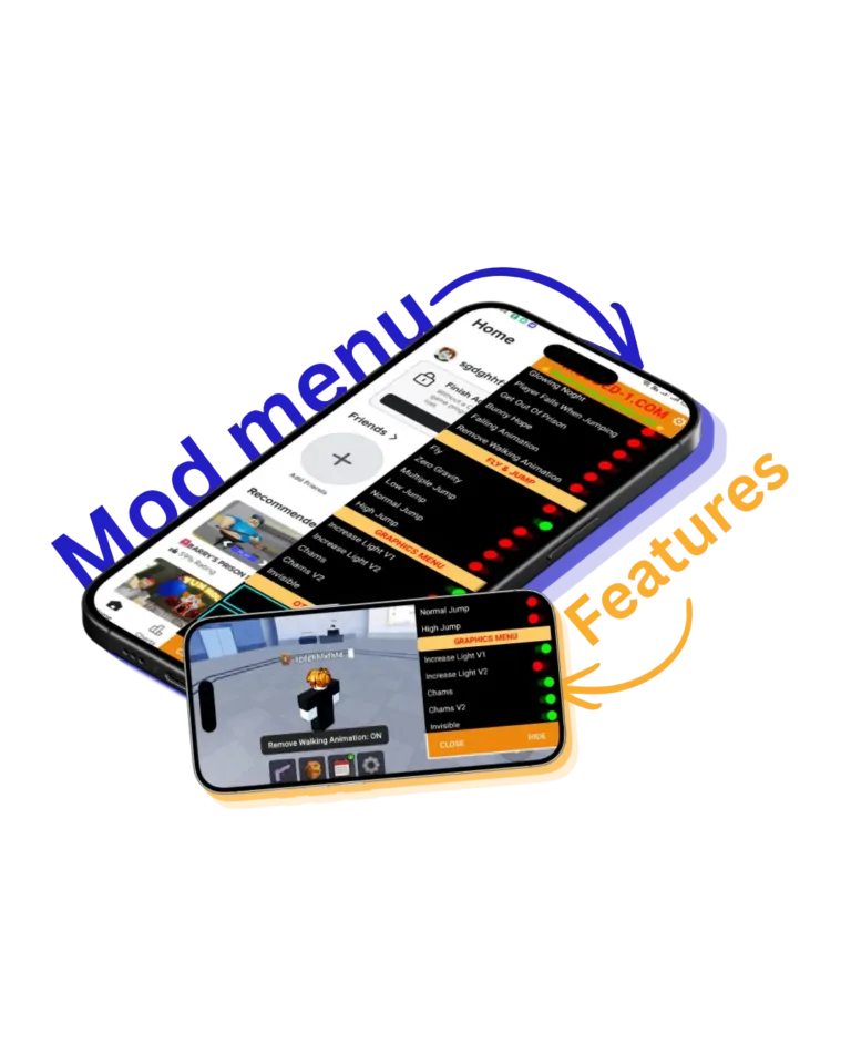 Mod menu and featurs in the mod menu image